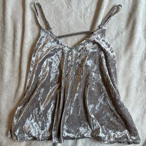 Love J Crushed Velvet Cami S Silver Grey Boho Chic Minimalist Liquid Metal 🤘